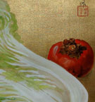 榊原紫峰 白菜と柿